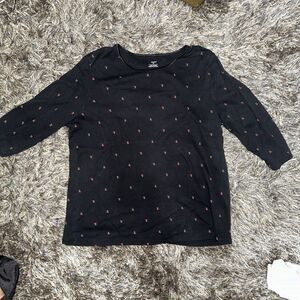 CJ Banks Women’s Black 3/4 Sleeve Cherry Print Top Size 1X
